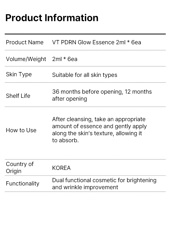 VT PDRN Glow Essence 2ml * 6ea